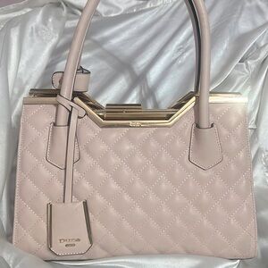 Dune London Quilt Blush Pink & Gold Bag
